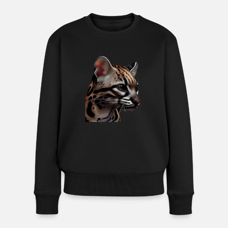 just a boy girl who loves Ocelots Ocelot Ozelot - Frauen Premium Bio Pullover - Schwarz