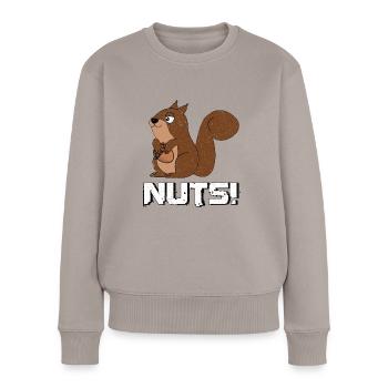 Süßes hungriges Eichhörnchen - Frauen Premium Bio Pullover - Taupe - Vorne - Julia (174cm)