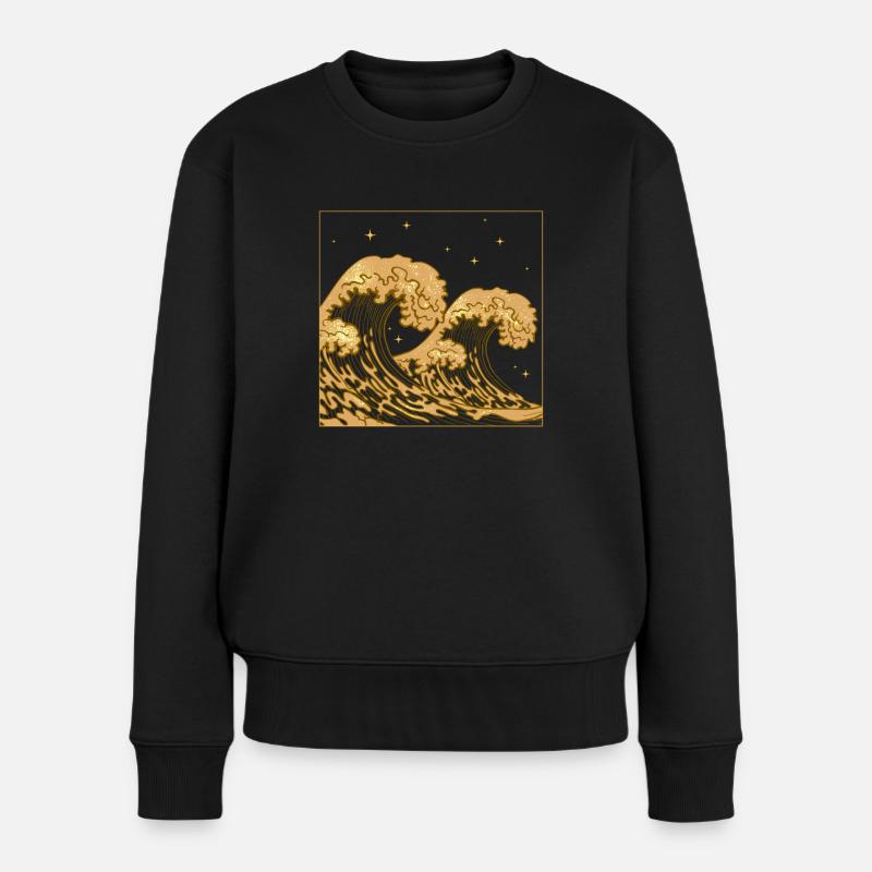Boujee Aesthetic Great Wave Off Kanagawa Bougie - Frauen Premium Bio Pullover - Schwarz