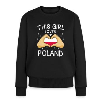 Pologne Drapeau utilisé Look Polska Drapeau polonais - Pull Premium bio Femme - noir - Devant - Julia (174cm)