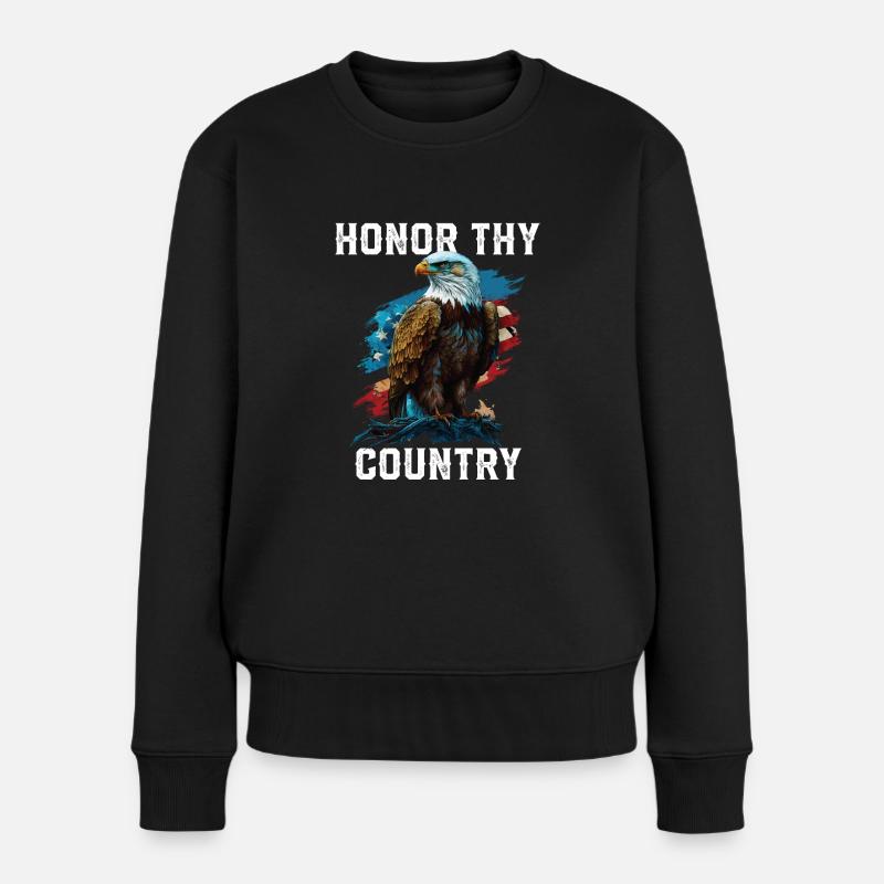 Honore ton pays Pygargue à tête blanche américain Amérique États-Unis - Pull Premium bio Femme - noir