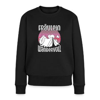 Fräulein Wandervoll - Frauen Premium Bio Pullover - Schwarz - Vorne - Julia (174cm)