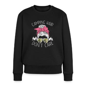 Campinghaare Kümmern Sich Nicht Darum - Frauen Premium Bio Pullover - Schwarz - Vorne - Julia (174cm)