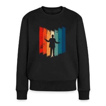 Vintage Juggling Retro Juggling - Frauen Premium Bio Pullover - Schwarz - Vorne - Julia (174cm)