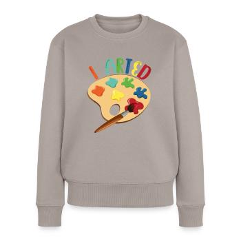 I Arted For Painter - Frauen Premium Bio Pullover - Taupe - Vorne - Julia (174cm)