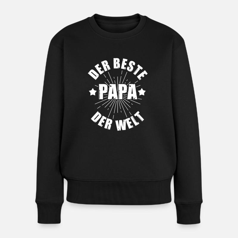 Papa Vater Vatertag - Frauen Premium Bio Pullover - Schwarz