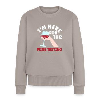 Je suis ici pour la dégustation de vin - Pull Premium bio Femme - taupe - Devant - Julia (174cm)