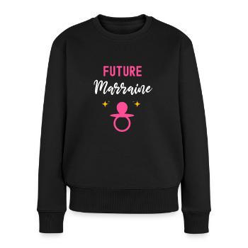 Future marraine cadeau annonce grossesse Marraine - Pull Premium bio Femme - noir - Devant - Julia (174cm)
