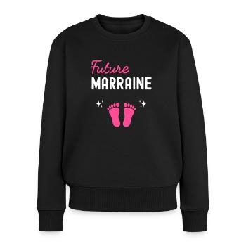 Future marraine cadeau naissance pour une Marraine - Pull Premium bio Femme - noir - Devant - Julia (174cm)
