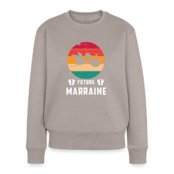 Future marraine annonce grossesse retro - Pull Premium bio Femme - taupe - Devant - Julia (174cm)