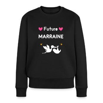 cadeau annonce grossesse Marraine Future marraine - Pull Premium bio Femme - noir - Devant - Julia (174cm)