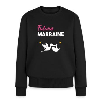 cadeau naissance grossesse Future marraine - Pull Premium bio Femme - noir - Devant - Julia (174cm)