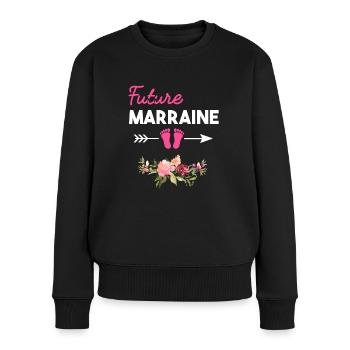 annonce grossesse pour Future marraine - Pull Premium bio Femme - noir - Devant - Julia (174cm)