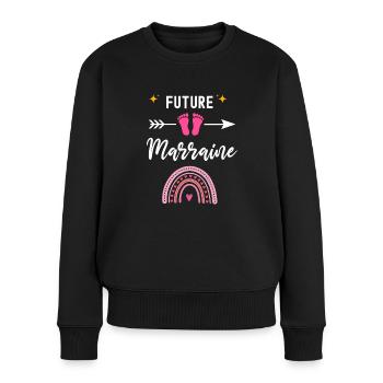 Future marraine cadeau naissance - Pull Premium bio Femme - noir - Devant - Julia (174cm)