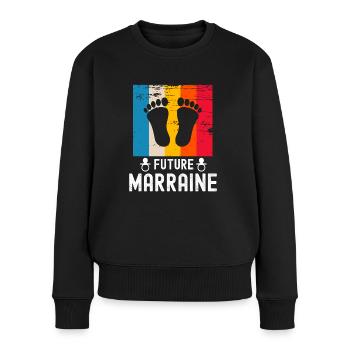 Future marraine cadeau naissance vintage - Pull Premium bio Femme - noir - Devant - Julia (174cm)