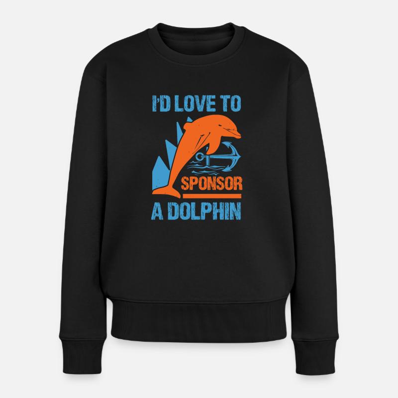 ICH WÜRDE GERNE EIN DOLPHINS SPONSERN - Frauen Premium Bio Pullover - Schwarz