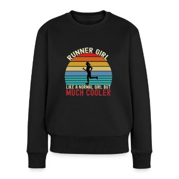 Runner girl comme une fille normale mais beaucoup plus cool - Pull Premium bio Femme - noir - Devant - Julia (174cm)