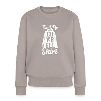 Kuhglocke Mehr Cowbell-Vintager - Frauen Premium Bio Pullover - Taupe - Vorne - Julia (174cm)