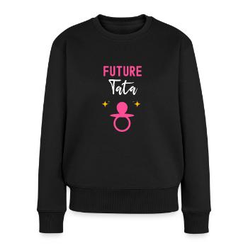 Future tata tante cadeau annonce grossesse tata - Pull Premium bio Femme - noir - Devant - Julia (174cm)