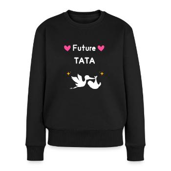 cadeau annonce grossesse tata Future tata - Pull Premium bio Femme - noir - Devant - Julia (174cm)