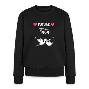 cadeau annonce grossesse tata tante Future tata - Pull Premium bio Femme - noir - Devant - Julia (174cm)