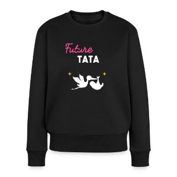 cadeau naissance grossesse tante Future tata - Pull Premium bio Femme - noir - Devant - Julia (174cm)