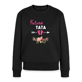 annonce grossesse tata tante pour Future tata - Pull Premium bio Femme - noir - Devant - Julia (174cm)
