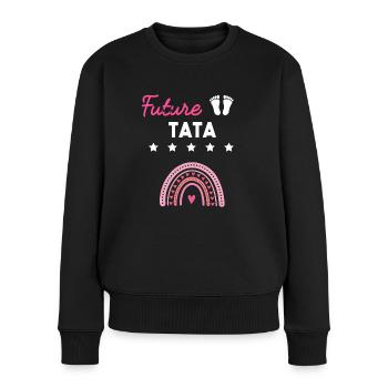 Future tata cadeau grossesse famille tante - Pull Premium bio Femme - noir - Devant - Julia (174cm)