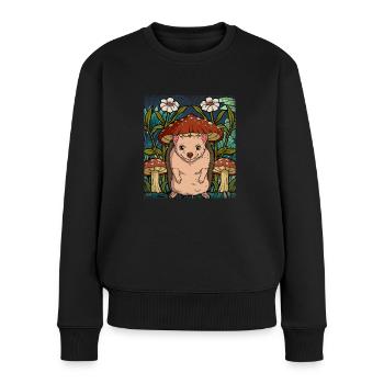 Hérisson Cottagecore - Pull Premium bio Femme - noir - Devant - Julia (174cm)