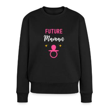 Future maman mère cadeau annonce grossesse maman - Pull Premium bio Femme - noir - Devant - Julia (174cm)
