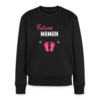Future maman cadeau naissance grossesse maman - Pull Premium bio Femme - noir - Devant - Julia (174cm)