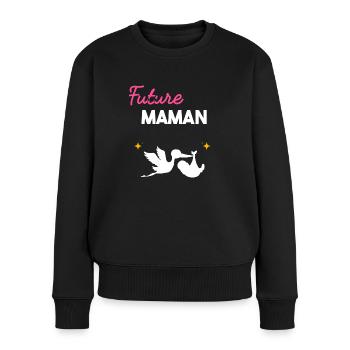 cadeau naissance grossesse mère Future maman - Pull Premium bio Femme - noir - Devant - Julia (174cm)