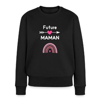 Future maman cadeau annonce grossesse mère - Pull Premium bio Femme - noir - Devant - Julia (174cm)
