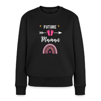 Future maman cadeau naissance maman mère - Pull Premium bio Femme - noir - Devant - Julia (174cm)
