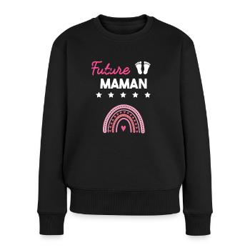 Future maman cadeau grossesse famille mère - Pull Premium bio Femme - noir - Devant - Julia (174cm)