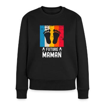 Future maman mère cadeau naissance vintage - Pull Premium bio Femme - noir - Devant - Julia (174cm)