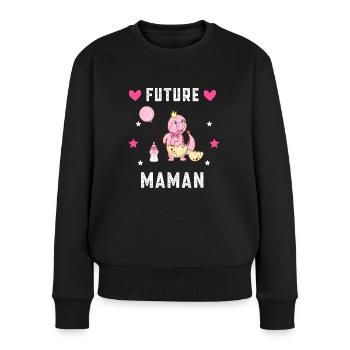 Future maman dinosaure annonce grossesse mère - Pull Premium bio Femme - noir - Devant - Julia (174cm)