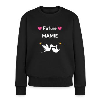 cadeau annonce grossesse mamie Future mamie - Pull Premium bio Femme - noir - Devant - Julia (174cm)