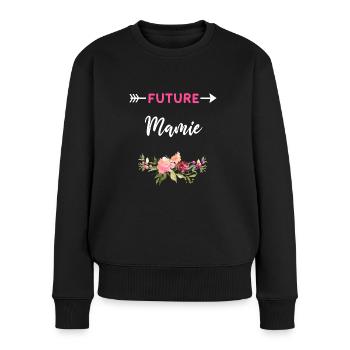 annonce grossesse cadeau Future mamie - Pull Premium bio Femme - noir - Devant - Julia (174cm)