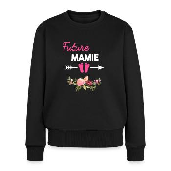 annonce grossesse mamie grand-mère de Future mamie - Pull Premium bio Femme - noir - Devant - Julia (174cm)