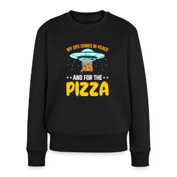 My Ufo Cores in Peace Pizza Außerirdisch - Frauen Premium Bio Pullover - Schwarz - Vorne - Julia (174cm)