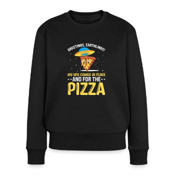 Extraterrestre Ufo Pizza Paix - Pull Premium bio Femme - noir - Devant - Julia (174cm)