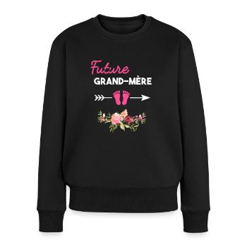 annonce grossesse pour Future grand-mère - Pull Premium bio Femme - noir - Devant - Julia (174cm)