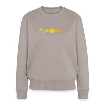 Schlüssel Herzschlag - Frauen Premium Bio Pullover - Taupe - Vorne - Julia (174cm)