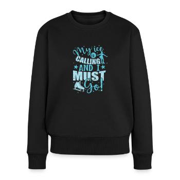My Ice is calling and I must Go Eisbahn - Frauen Premium Bio Pullover - Schwarz - Vorne - Julia (174cm)