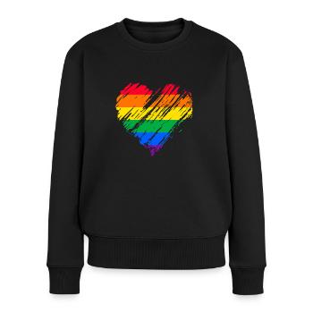 Pride LGBTQ Herz - Frauen Premium Bio Pullover - Schwarz - Vorne - Julia (174cm)