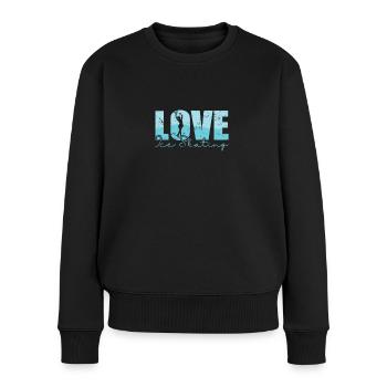 Love Ice Skating Schlittschuhlaufen Eisbahn - Frauen Premium Bio Pullover - Schwarz - Vorne - Julia (174cm)