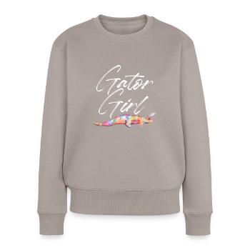 Gator Girl | Alligator - Frauen Premium Bio Pullover - Taupe - Vorne - Julia (174cm)