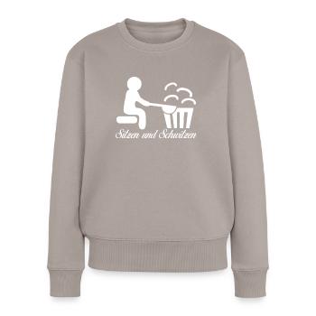 Sauna Schwitzen Saunisten Saunieren - Frauen Premium Bio Pullover - Taupe - Vorne - Julia (174cm)
