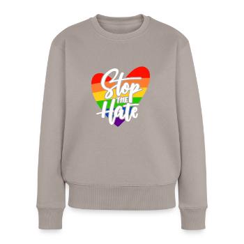 Stolz LGBTQ. Stellungnahme - Frauen Premium Bio Pullover - Taupe - Vorne - Julia (174cm)